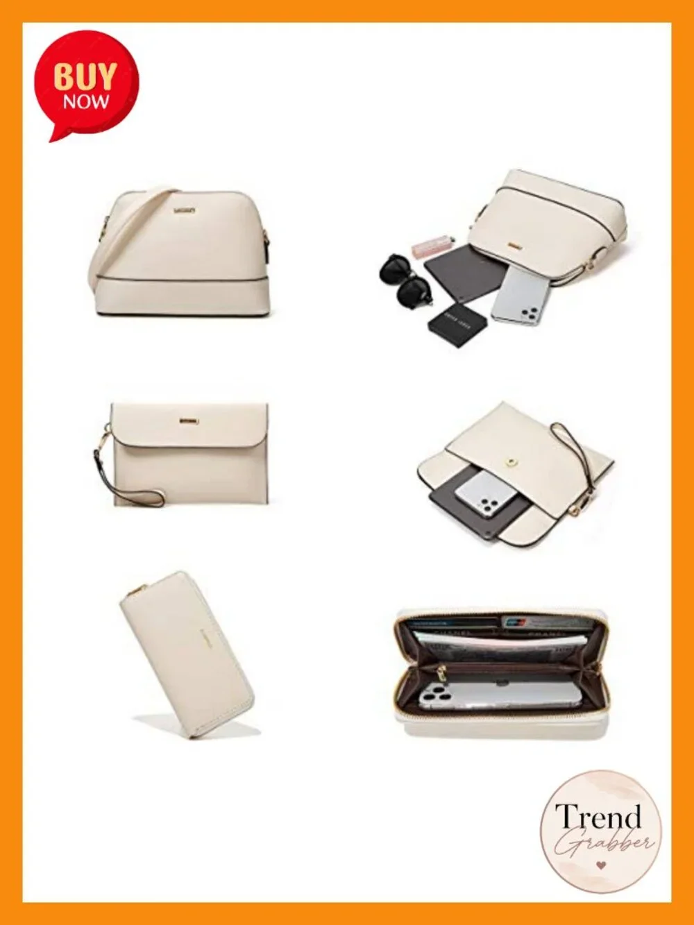 Synthetic Leather Satchel Handbag Set 4pcs Tote Shoulder Crossbody Wallet Clutch